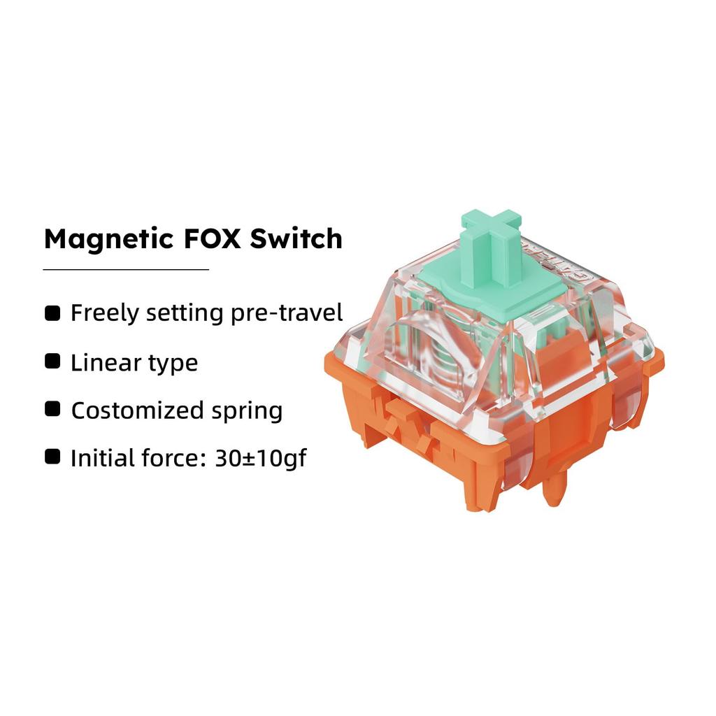 Клавиатурный переключатель GATERON Magnetic Fox, линейный заводской ключевой переключатель для механической клавиатуры, предварительно смазанный, с предварительным перемещением (70 шт.)