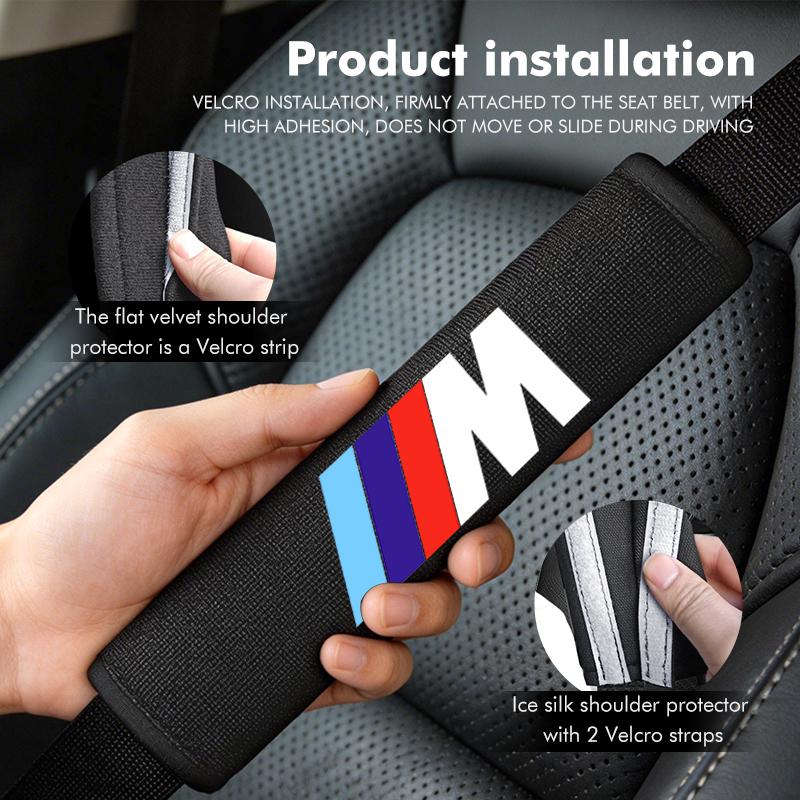 JKGN2 Car Seat Belt Cushion Plush Safety Belt Shoulder Protector Pads For BMW M F10 F20 F30 F40 F15 F25 F26 F31 F49 E62 E83 E84
