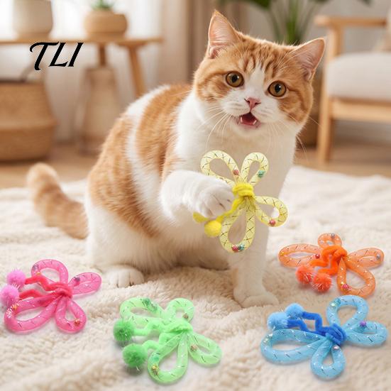 Pet Supplies for Indoor Cats Mesh Tube Cat Toy, Butterfly Shape Interactive Chew Toy with Bells Toys Multi Households And Plush Balls,