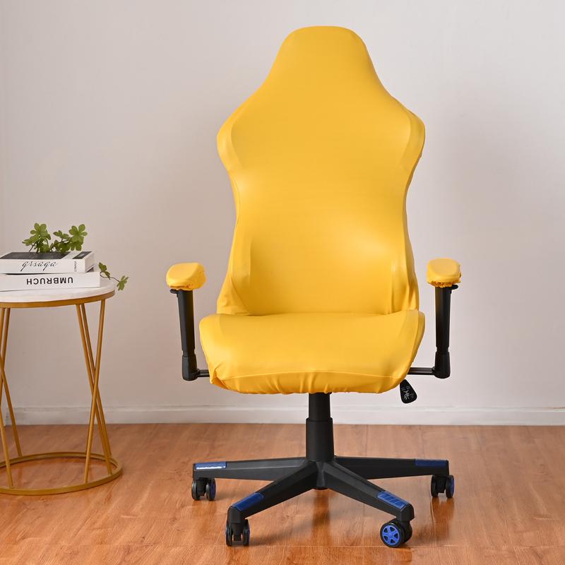 Waterproof PU Leather Slip Covers Game Chair Cover Office Elastic Chair Monochrome Armchair Cover Computer Chair Learning Game Room