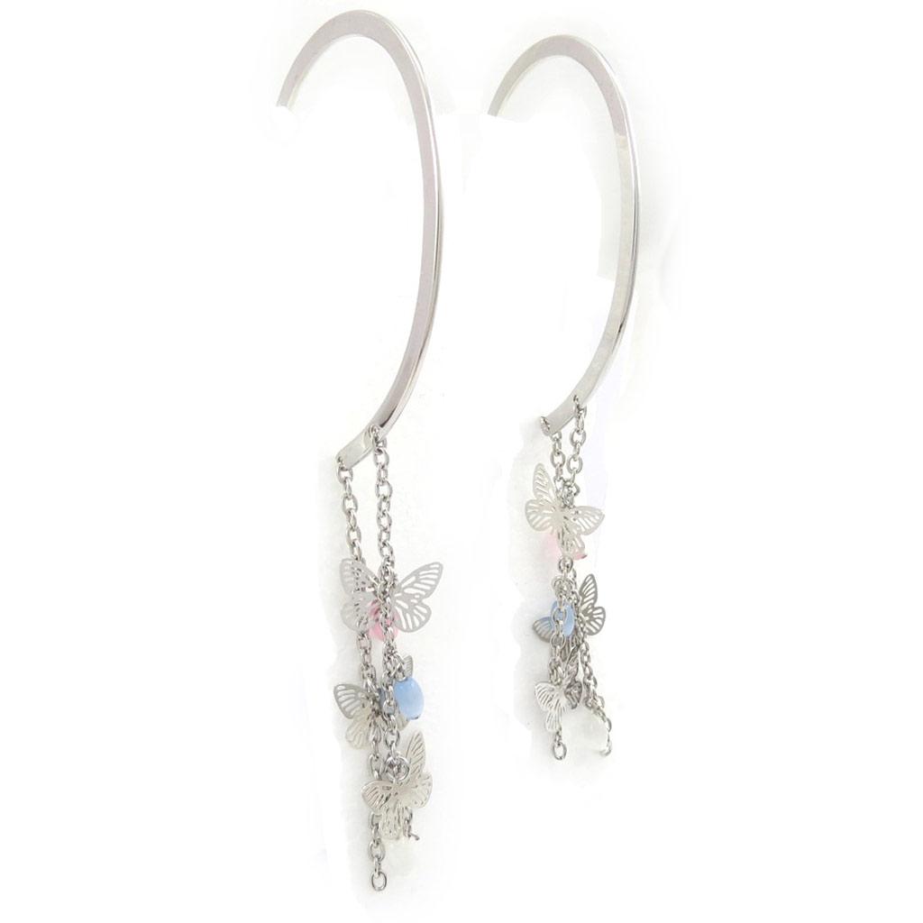 Les Trésors De Lily [K0276] - Серёжки "Бабочки" розово-голубые.