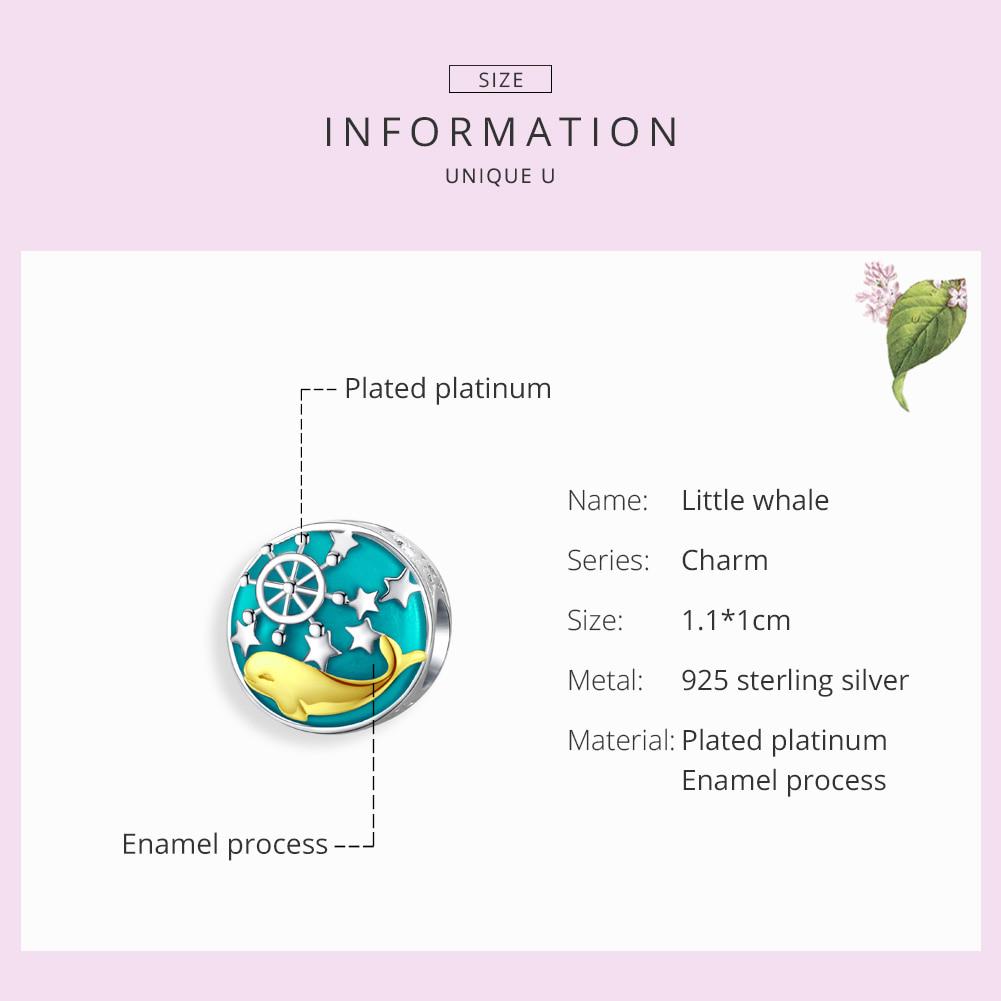 BAMOER Whale Dolphin Shark Charm 925 Sterling Silver Fit Original Bracelet Original Design Jewelry