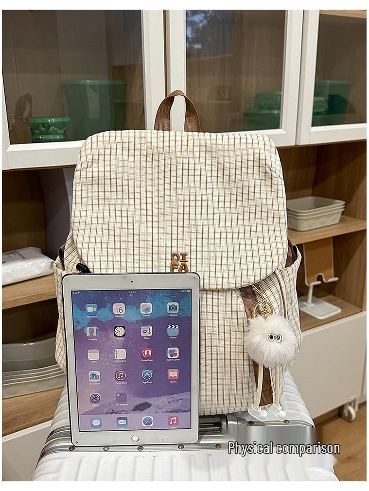 Клетчатый легкий рюкзак для студентов колледжа и старшеклассников - Большая вместимость для путешествий на открытом воздухе