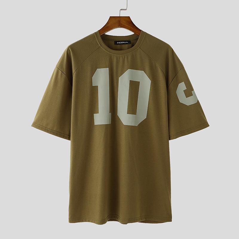 INCERUN Oversized Men O Neck Print Half Sleeve Summer T-Shirts Tops