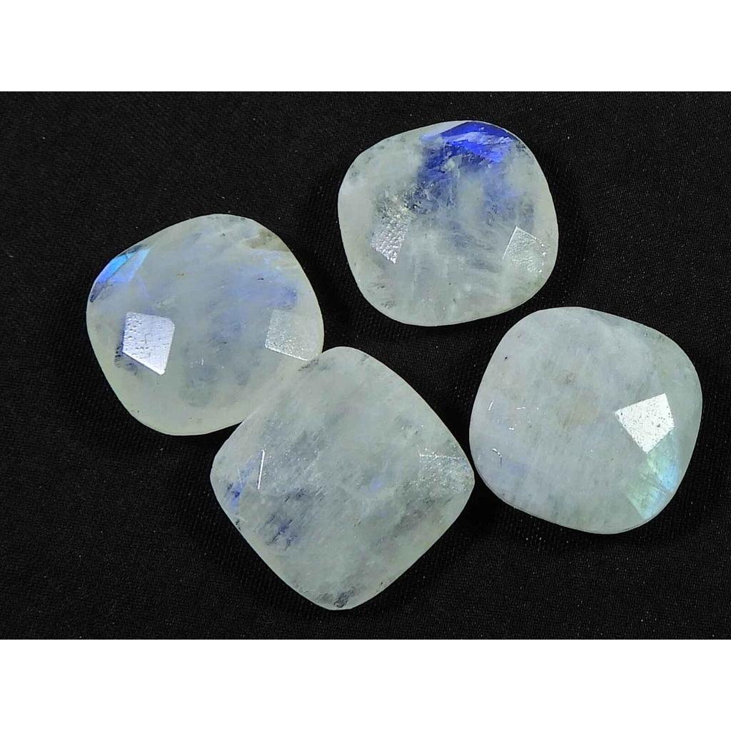 16X16ММ Натуральный Радужный Лунный Камень Бриолет Квадратный Свободный Драгоценный Камень Лот 4 Шт RML-911