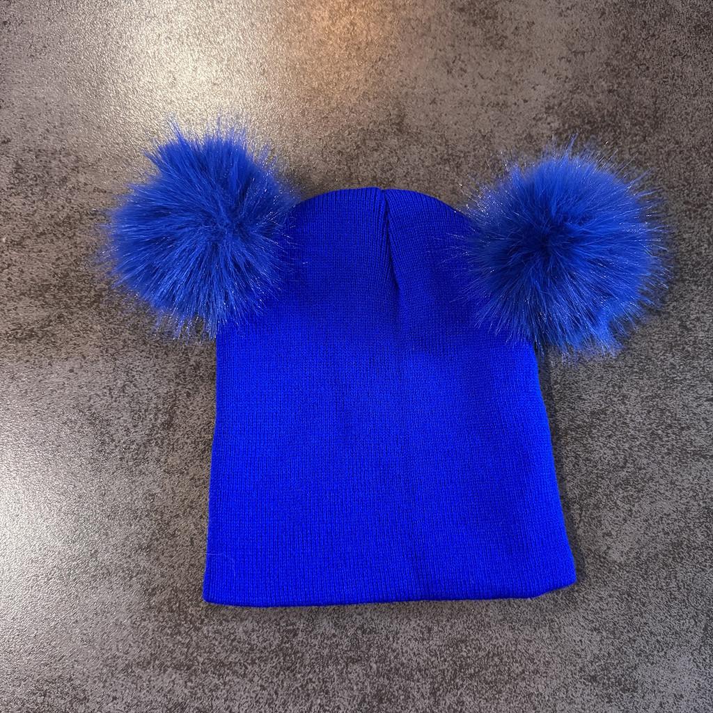 Double Solid Color Ball Knitted Cap Beanie With No Brim For Winter Use Daily