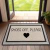 Shoes Off Please Door Mat, Heart Symbol Entryway Rug, Minimalist Welcome Floor Mat Non-Slip Carpet for Home Entrance Living Room