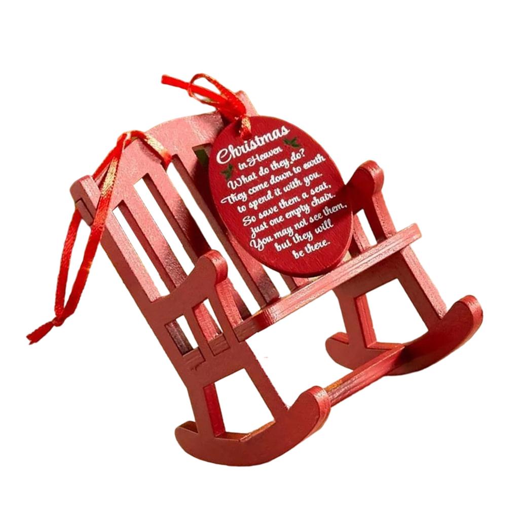 Christmas Memorial Chair Ornament Christmas Tree Decorations Mini Wooden Rocking Chair with Meaningful Tag Sign Decor