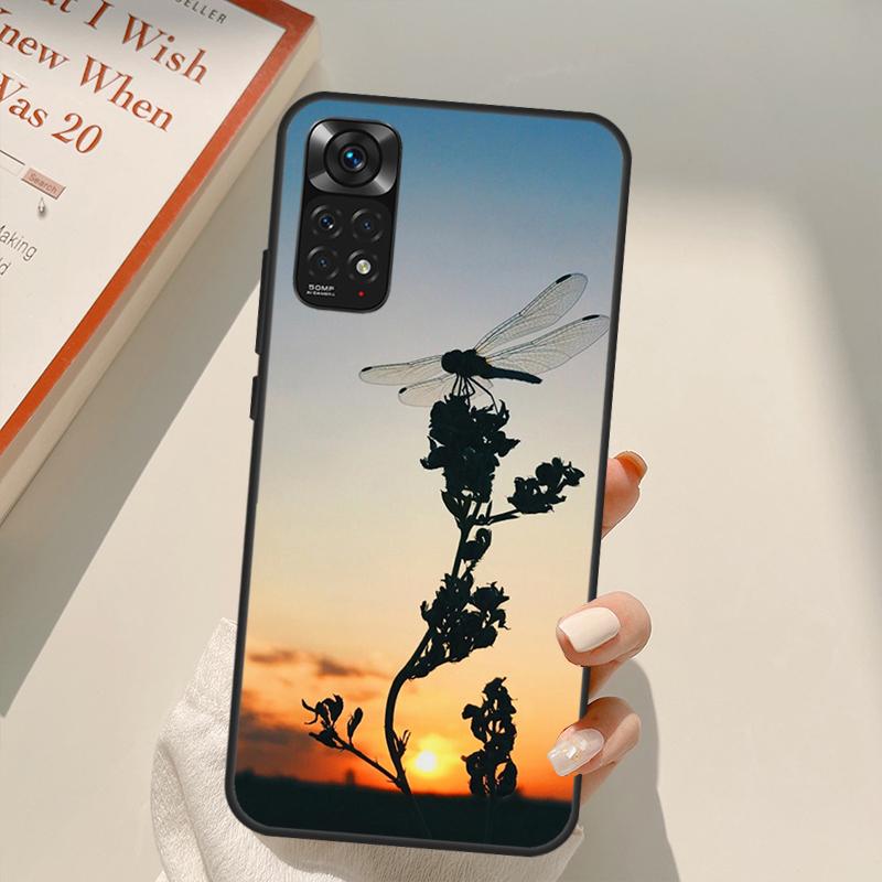 Роскошный чехол со стрекозой для Xiaomi Redmi Note 11 10 Pro 8 9 9S 10S 11S 9A 9C 10A 10C K40 K50 игровой чехол