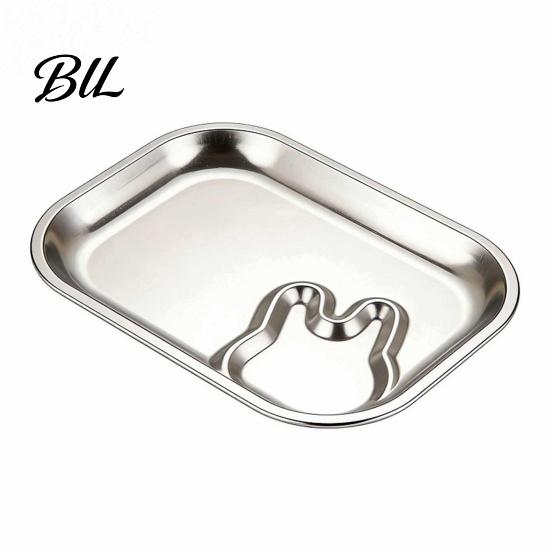 Safe Kitchenware for Baby Feeding 304 Stainless Steel Kids Dinner Plate, Divided Tray with Dip Rust Resistant Food Serving Dish Sauce Dumplings Sushi,