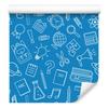 Wallpaper School Supplies Blue, Clear Detail 50x1000