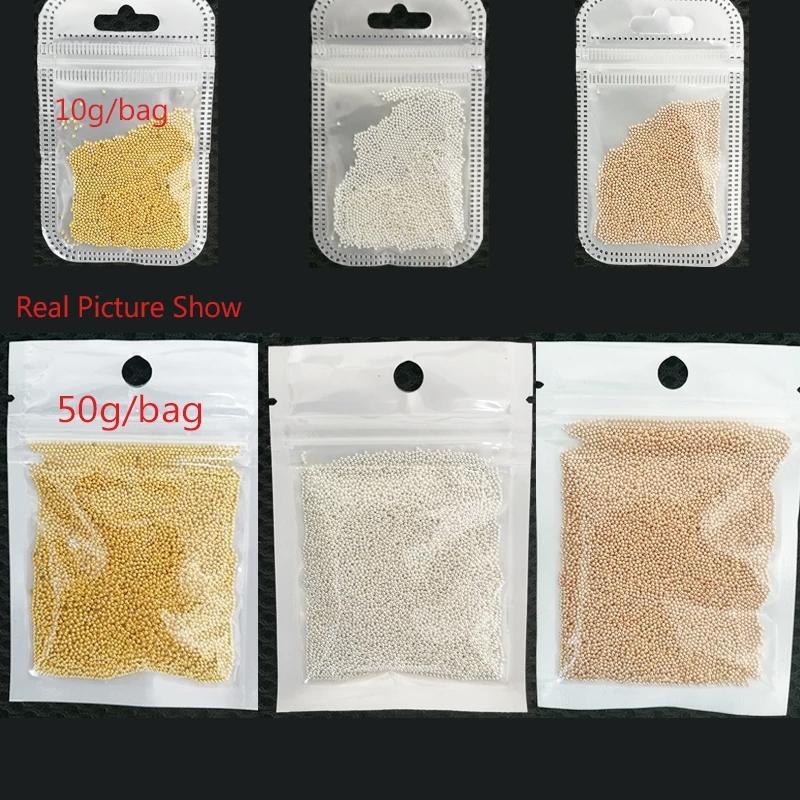 50 г 3D золотые/серебряные/розово-золотые мини-металлические бусины, круглые крошечные наконечники, подвески, икры, бусины, стальные шарики, стразы для дизайна ногтей, маникюр своими руками