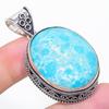Natural Larimar Gemstone Handmade 925 Sterling Silver Jewelry Pendant 2.05" C6u31