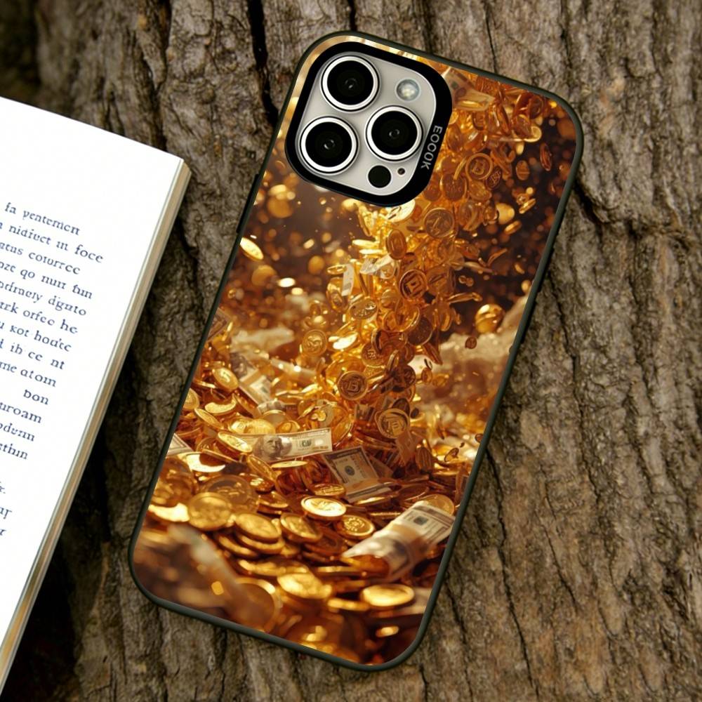 Gold Coins and Cash Phone Case For iPhone 17,16,15,14,13,12,11 Plus,Pro Max,XS,Colorful Silver Black Cover