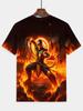 2026 New Men'S 3D Print Short Sleeve T-Shirt, Flame Warrior Cool Pattern, Dynamic And Energetic, Suitable for Summer Outdoor Activities, Fitness