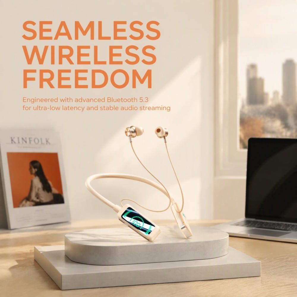 HD Screen Wireless Earphones Noise Reduction Bluetooth Headset Neckband Headphones Music Listening