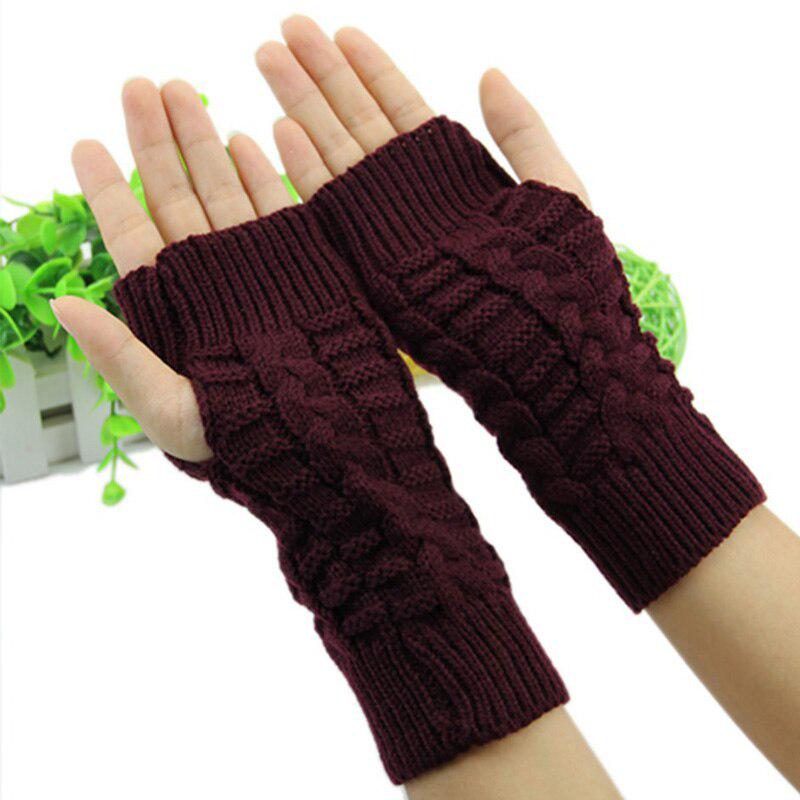 Winter Women Gloves Hand Arm Crochet Cable Knitted Gloves Mittens Warm Fingerless Wrist Women Gloves