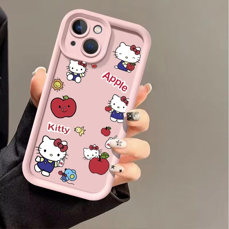Розовый мультяшный чехол Hello Kitty для iPhone 17 16 Pro Max 17 Air 16e 15 14 13 12 11 Pro Max 14 15 16 Plus INS Силиконовый чехол