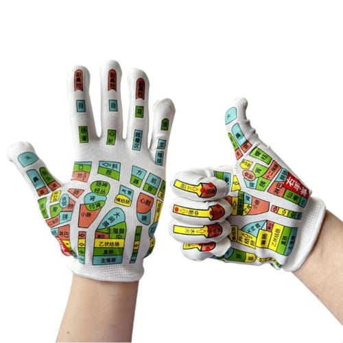 Hand Acupressure Gloves [Japanese Acupressure Instruction Manual] [double-sided Acupressure Print] Palm Massage Acupressure Stick Tool