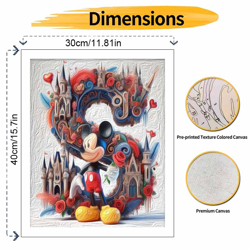 Disney DIY Oil Painting Kits Mickey Castle Rose Art Hand Painting Home Decor Craft Gift Ideas Disney DIY Oil Painting Kits Hand Painting Decor