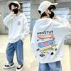 Skateboard Retro cartoon Printed Children's Hooded Sweatshirt, Autumn and Winter Casual Warm Hoodie