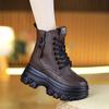 Soft Leather Five-centimeter Short Boots Women's Thick-soled Autumn and Winter New Small Inner Height-increasing Martin Boots