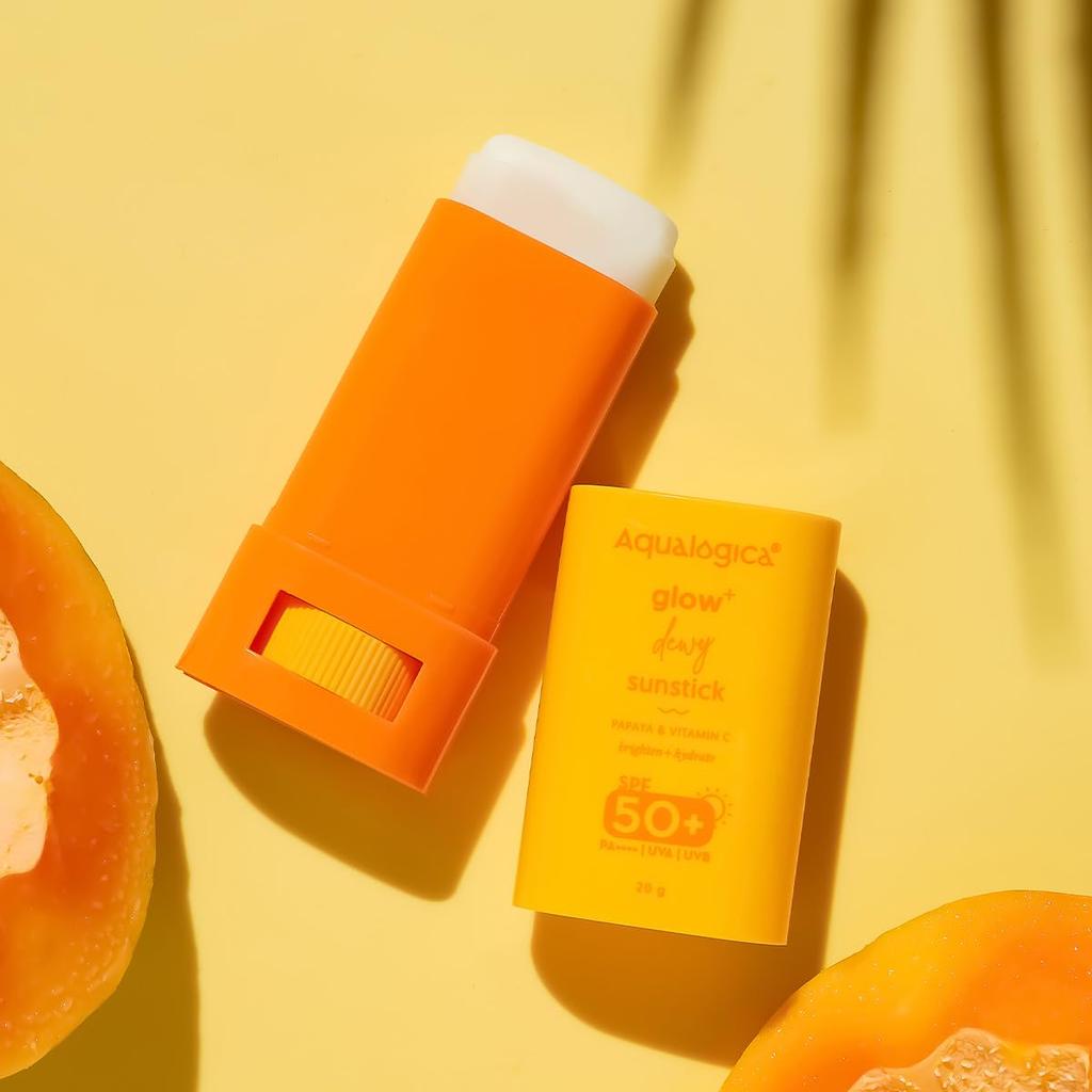 Aqualogica Glow Dewy Sunstick SPF 50 PA С Легким Повторным Нанесением Поверх Макияжа Для Ежедневной Защиты от УФ-Излучения 20 г Сияющее Покрытие