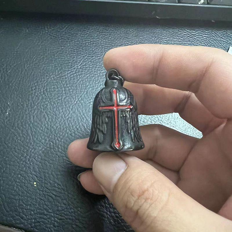 Мода Крылья Ангела Крест Колокольчик Подвеска Панк Мотоциклетный Колокольчик Ожерелье Мужское Байкер Изгнание Рокерские Украшения Подарок