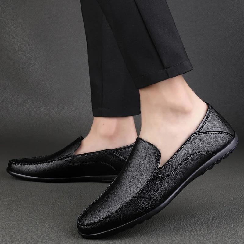 Fashion Men Shoes Genuine Leather Mens Loafers Spring Autumn Business Slip-On Wedding Formal Dress Male Shoes Men Driving Moccasins