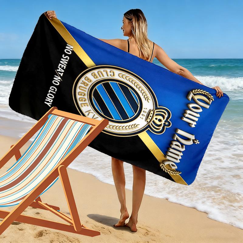 Name Custom Club Brugge Logo Print Beach Towel, Large Soft Quick Dry Towel for Beach Camping Swimming