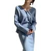 Womens Chic V-Neck Cable Knit Cardigan High-Waisted Pencil Skirt Set Winter Outfit