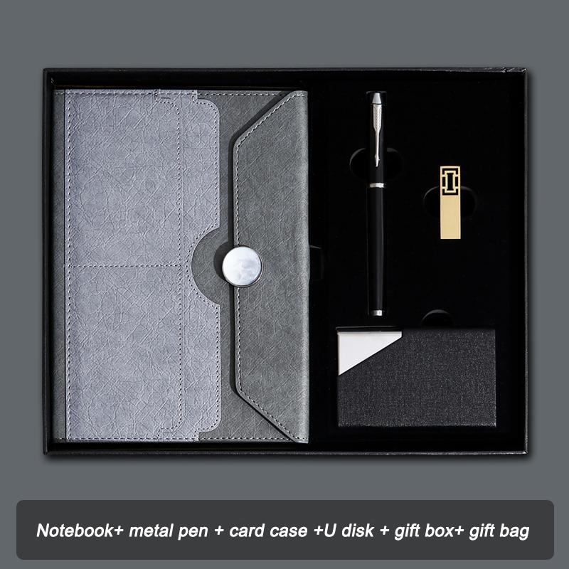 Gift Box with Ustick and Pen Round Magnetic Button Fancy Notebook for Business and Office