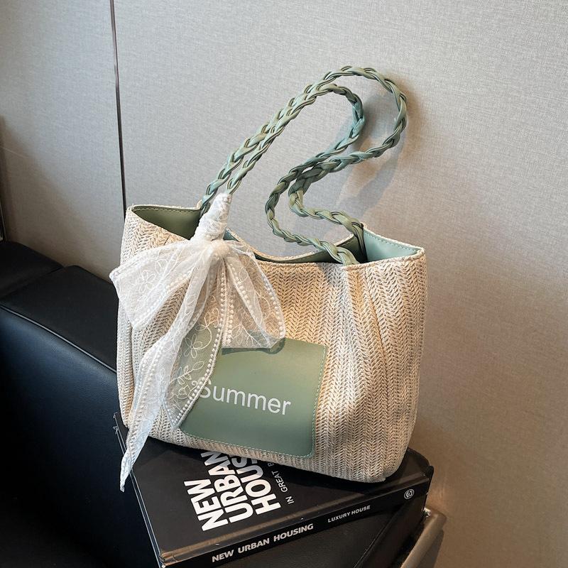 Large-capacity Woven Bag Women's Summer New Simple Shoulder Handbag Commuter Tote Bag