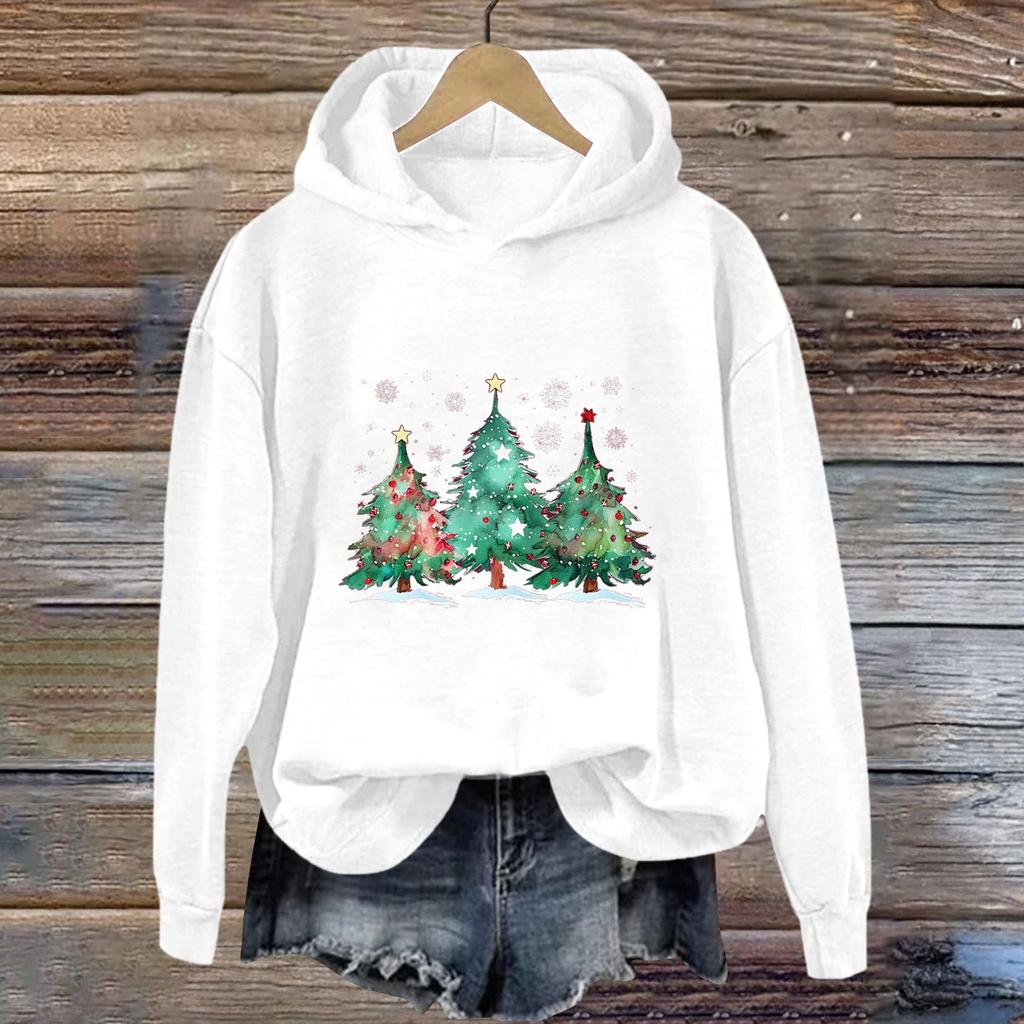 Женская толстовка с принтом «Спорт» с рождественским принтом, толстовка с капюшоном, топ с длинным рукавом, повседневная толстовка