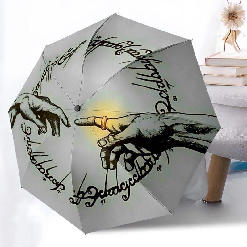 1pc Ring of Power Automatic Folding Umbrella - Sturdy 8-Rib Polyester Canopy,Sun-Defying Travel Companion yy251023122