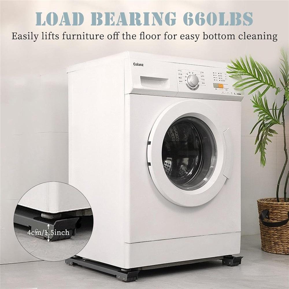 Adjustable heavy-duty appliance caster wheels, furniture moving wheels with brakes, washing machine wheels, load capacity 660 lbs