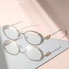 The New Oval-Shaped Anti-Blue Light Glasses With A Small Metal Frame And Heart-Shaped Decoration Are Suitable For Daily Wear