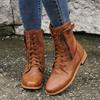Autumn and Winter New Flat-bottomed Low-heeled Martin Boots Women's Medium Boots Side Zipper Thick-heeled Knight Boots