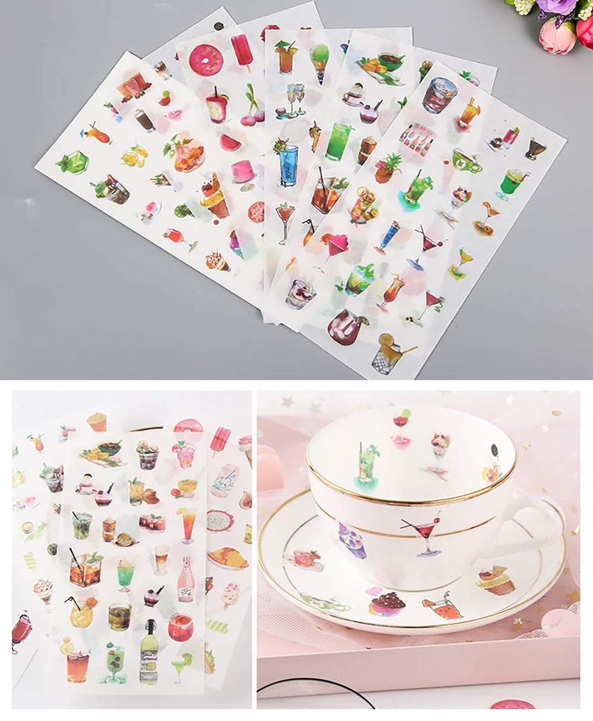 moin moin 12 Cocktails Washi Paper Decorative Calendar 2008sl48 Stickers, Sheets, Drinks, Fruit, Drinks, Donuts, / Treats, Schedule, Planner, Album,