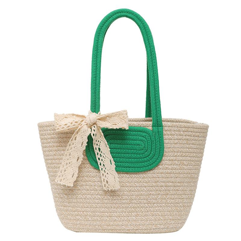 Тканая большая модная повседневная сумка 2024 года, летняя новая корейская версия сумки через плечо в иностранном стиле, плетеная соломенная сумка-тоут