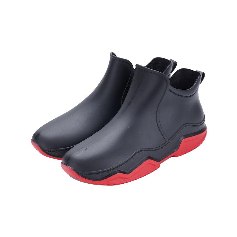 Men's Waterproof Non-Slip Rain Boots - High-Top Rubber Shoes with Velvet Lining, Acid and Alkali Resistant.