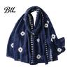 Lightweight Gauze Scarf Solid Color Embroidered Shawl for Women, Soft with Floral Elegant Commuting Vine Texture, 180x90cm Breathable Wrap Spring