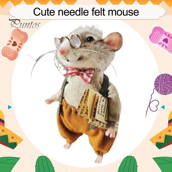 Украшение войлочная мышь, сделанное вручную, милые фигурки мышей из фетра, пушистая кукла-мышь в свитере для рождественского декора стола