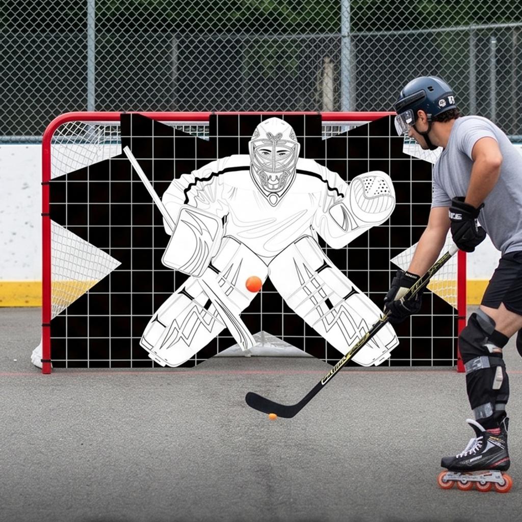 Hockey Goal Net Target Tear-Resistant Oxford Cloth Portable Hockey Net (Door Frame Not Included) for Practicing Accuracy