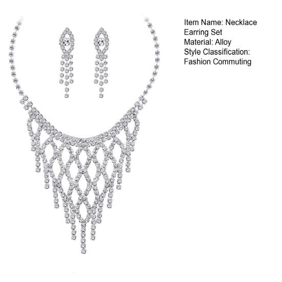 Комплект ожерелья и серег с блестящими стразами геометрической формы, висячие серьги, элитные роскошные серьги для невесты, стиль принцессы, свадебный выпускной, банкет, ювелирные изделия на шею