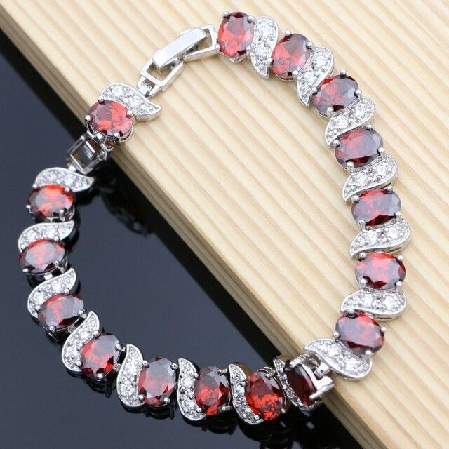 Rainbow Mystic Cubic Zirconia White Crystal Silver Color Jewelry Charm Bracelet For Women