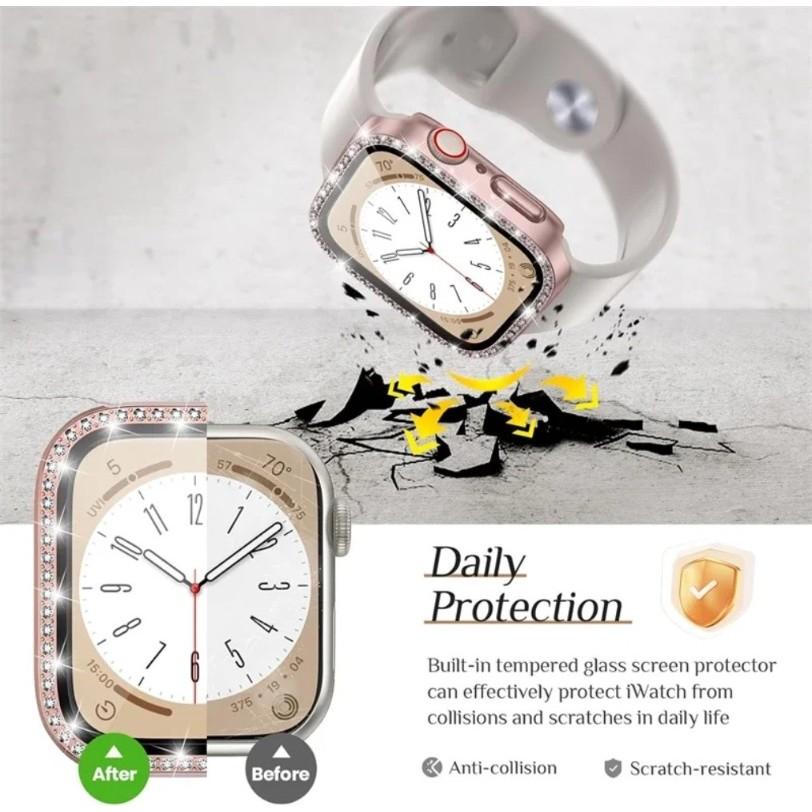 Блестящий алмазный жесткий ПК бампер для Apple Watch 10 9 8 4 5 6 SE 45 мм 40 мм 44 мм 42 мм 46 мм Полная защита