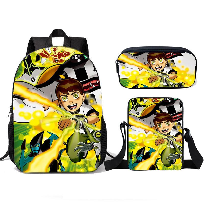 Рюкзак для подростка-хакера BEN10, рюкзак для начальной школы, набор из трех предметов, детский рюкзак, сумка через плечо, пенал