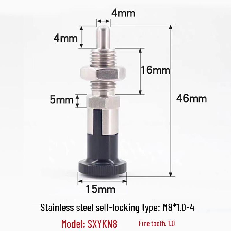 Stainless Steel/Carbon Steel Indexing Pin: Knob Plunger, Self-Locking, Re-Locking, Fine Thread, Complete Specifications