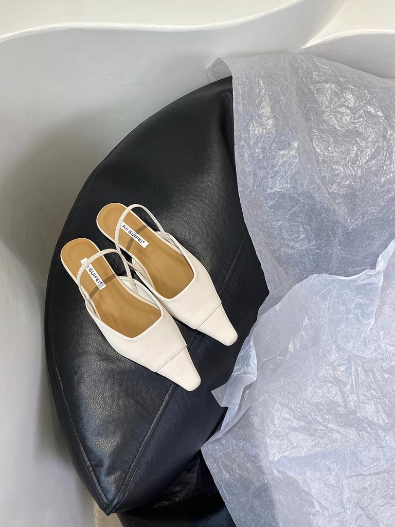 Мода Модные женские босоножки с острым носком Туфли на плоской подошве на низком каблуке бежевые коричневые черные с ремешком сзади Летние уличные туфли-мюли для женщин 39